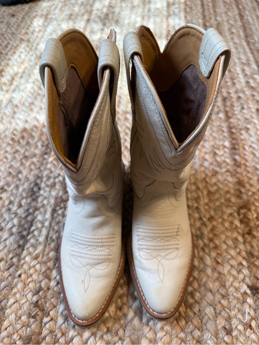 Tecovas Cream Leather Kids Western Pull-On Boots